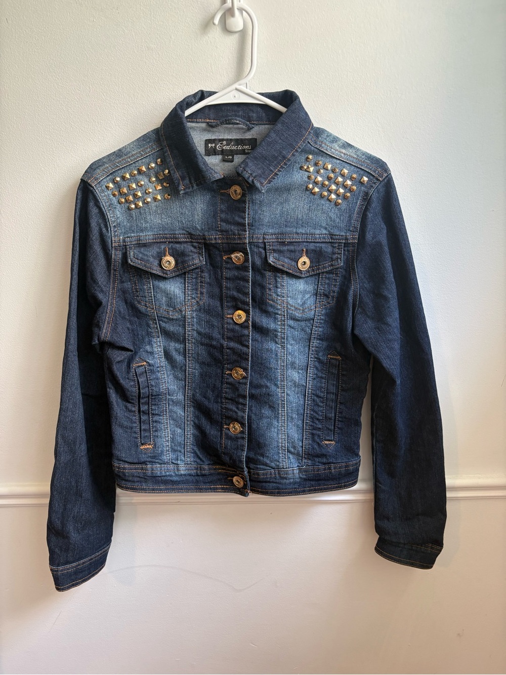 Studded Dark Wash Denim Jacket - Women's Jean Jacket